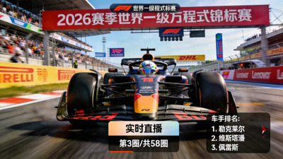 F1赛车比赛直播画面 - 2026赛季世界一级方程式锦标赛